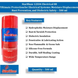 StarBlaze 12E04 Electrical 88 Heavy Duty Hydrophobic Water & Moisture Displacer – Non-Flammable, Rust Inhibition, Dielectric Protection – 330 ml (Pack of 2)